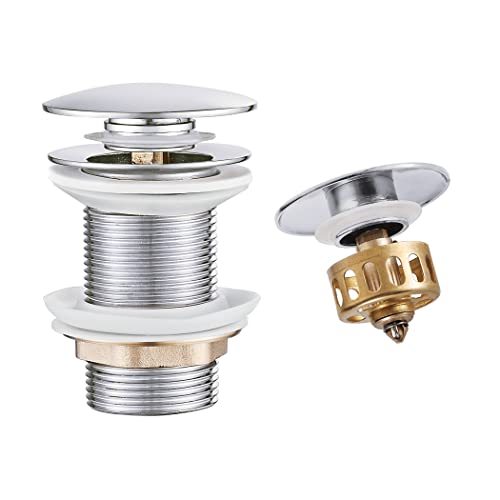 WOMAO Chrome Ablaufgarnitur Waschbecken, Pop-Up Ablaufventil mit Siebkörbchen, Abfluss Ablaufventil Abflussgarnitur aus Messing, ohne Überlauf WOMAO Chrome Ablaufgarnitur Waschbecken, Pop-Up Ablaufventil mit Siebkörbchen, Abfluss Ablaufventil Abflussgarnitur aus Messing, ohne Überlauf von WOMAO