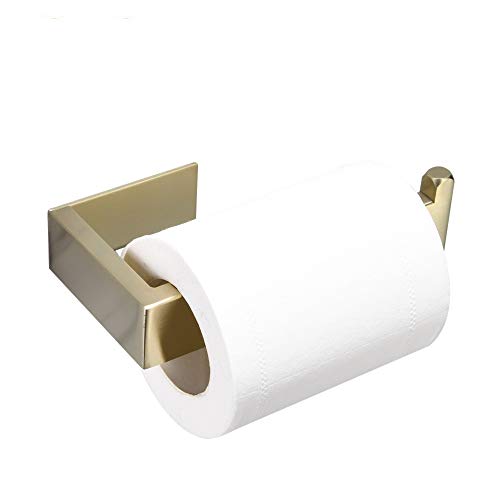 WOMAO Toilettenrollenhalter Gold Selbstklebend Ohne Bohren Kleben Toilettenpapierhalter Gebürstet Edelstahl WC Papier Halterung von WOMAO