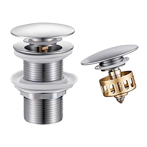 WOMAO Silber Ablaufgarnitur Waschbecken, Pop-Up Ablaufventil mit Siebkörbchen, Abfluss Ablaufventil Abflussgarnitur aus Messing, ohne Überlauf WOMAO Silber Ablaufgarnitur Waschbecken, Pop-Up Ablaufventil mit Siebkörbchen, Abfluss Ablaufventil Abflussgarnitur aus Messing, ohne Überlauf von WOMAO