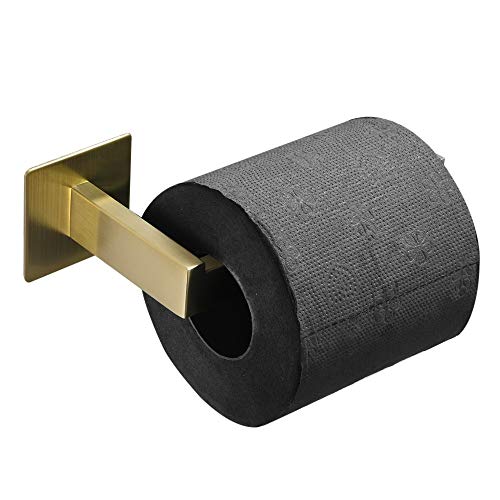 WOMAO Klopapierhalter Gold Ohne Bohren Selbstklebende Toilettenpapierhalter Edelstahl Gebürstet Messing Wand WC Papier Halterung Toilettenrollenhalter von WOMAO