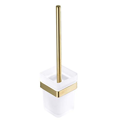 WOMAO Toilettenbürste Gold Edelstahl Wandmontage klobürste Silikon Toilettenbürstenhalter Gebürstet Ersetzbar Köpfe mit Bohren WC Bürste Set Bürstenhalter von WOMAO