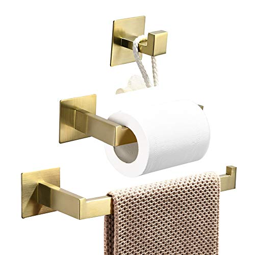 WOMAO Toilettenpapierhalter Gold Ohne Bohren Unterputz Werkstatt Handtuchhalter Landhausstil Selbstklebend Badezimmer Zubehör Set von WOMAO