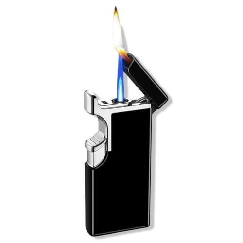 2-in-1-Feuerzeug mit Farbverlaufskörper, Doppelflamme, gerades, winddichtes, aufblasbares Metallfeuerzeug for den Freund am Valentinstag (Butan Nicht im Lieferumfang enthalten) (Color : B) von WOMELF