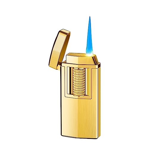 USB-wiederaufladbares winddichtes Feuerzeug, nachfüllbares Butan-Gasfeuerzeug, Metall-Zigarrenfeuerzeug, sichtbares Strahlfeuerzeug mit Kraftstoff, Geschenke for Männer und Frauen (Color : C) von WOMELF
