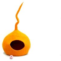 Orange Katzenhöhle Für Ihre Mieze - Gefilztes Handgefertigtes Katzenbett Wollgefilztes Kuscheliges Katzenliebhaber Geschenk von WOMENFELT