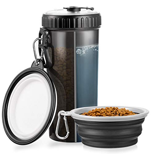 WOMGF Wasserflasche Hunde Unterwegs mit 2er Reisenäpfe Haustier Trinkflasch 2-in-1 Faltbare Hundenäpfe für Resie 800ML Schwarz WOMGF Wasserflasche Hunde Unterwegs mit 2er Reisenäpfe Haustier Trinkflasch 2-in-1 Faltbare Hundenäpfe für Resie 800ML Schwarz von WOMGF
