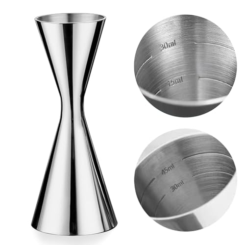 WOMLEX Cocktail Messbecher, Barmaß mit Innenskalierung für Einen Cocktail Braucht - 304 Edelstahl,Geeignet für Bars und Wohnungen (1, Silber, 45ml und 60ml) von WOMLEX
