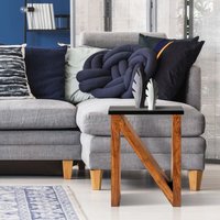 Beistelltisch N-Form, 60 cm, Braun/Schwarz, aus Akazienholz, Unikat handgefertigt, verschiedene Buchstaben Formen, Couchtisch Kaffeetisch Sofatisch von WOMO-DESIGN