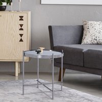 Beistelltisch mit Glasplatte, ø 43x45 cm, Silber, aus Metall, Runder Glastisch, Wohnzimmertisch Couchtisch Sofatisch Lounge Tisch - Womo-design von WOMO-DESIGN