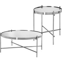 Couchtisch rund 2er Set, Silber, aus Metall und Glas - Womo-design von WOMO-DESIGN