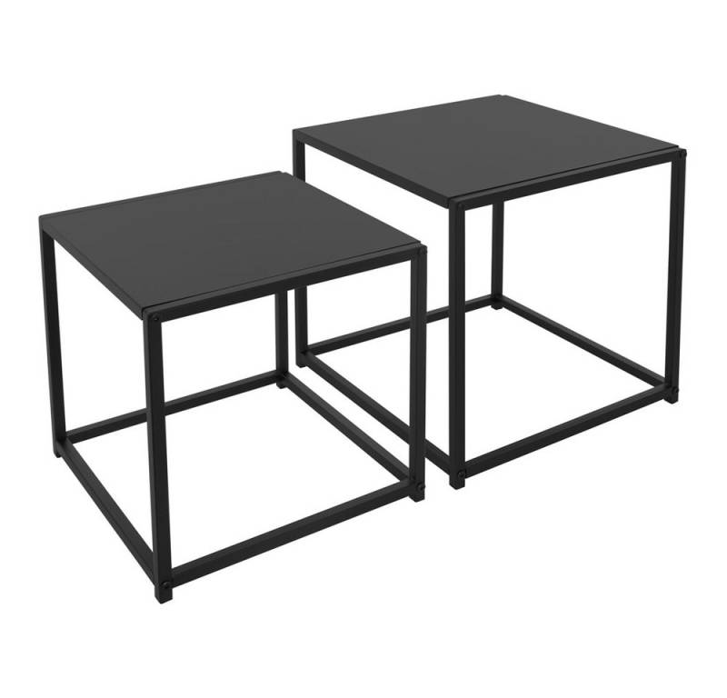 ML-DESIGN Konsolentisch Wohnzimmertisch Dekotisch Beistelltisch Sofatisch Metallgestell, Satztische 2er Set quadratisch Form Eichenoptik stapelbar von WOMO-DESIGN