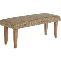 Sitzbank gepolstert Palma aus Stoffbezug, 120 x 48 x 40 cm, Holzoptik-Weiß-Gold, Holzbeine Unikat Landhaus-Stil Retro Sitzbank Polsterbank Flurbank von WOMO-DESIGN