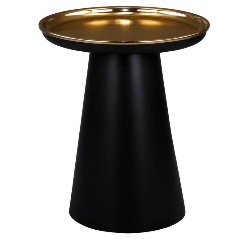 WOMO-DESIGN Beistelltisch Wohnzimmertisch Bristol Couchtisch Sofatisch Kaffeetisch Dekotisch, Gold-Schwarz matt Ø50cm rund 50cm hoch Metall Unikat Handgefertigt von WOMO-DESIGN