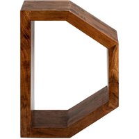 WOMO-DESIGN Beistelltisch D-Form 60 cm Braun Unikat handgefertigt aus Massivholz Akazienholz Couchtisch Kaffeetisch Wohnzimmertisch Sofatisch von WOMO-DESIGN