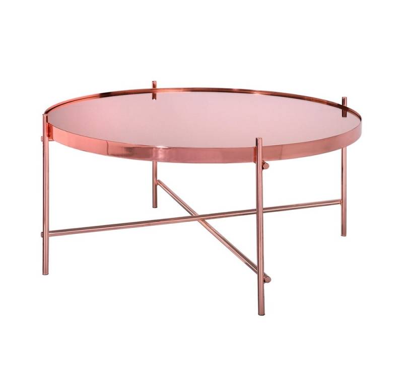 WOMO-DESIGN Beistelltisch Wohnzimmertisch mit Glasplatte und Metallgestell, Runder Couchtisch (1-St), Glastisch in Kupfer Design Satztisch Sofatisch Lounge Tisch von WOMO-DESIGN