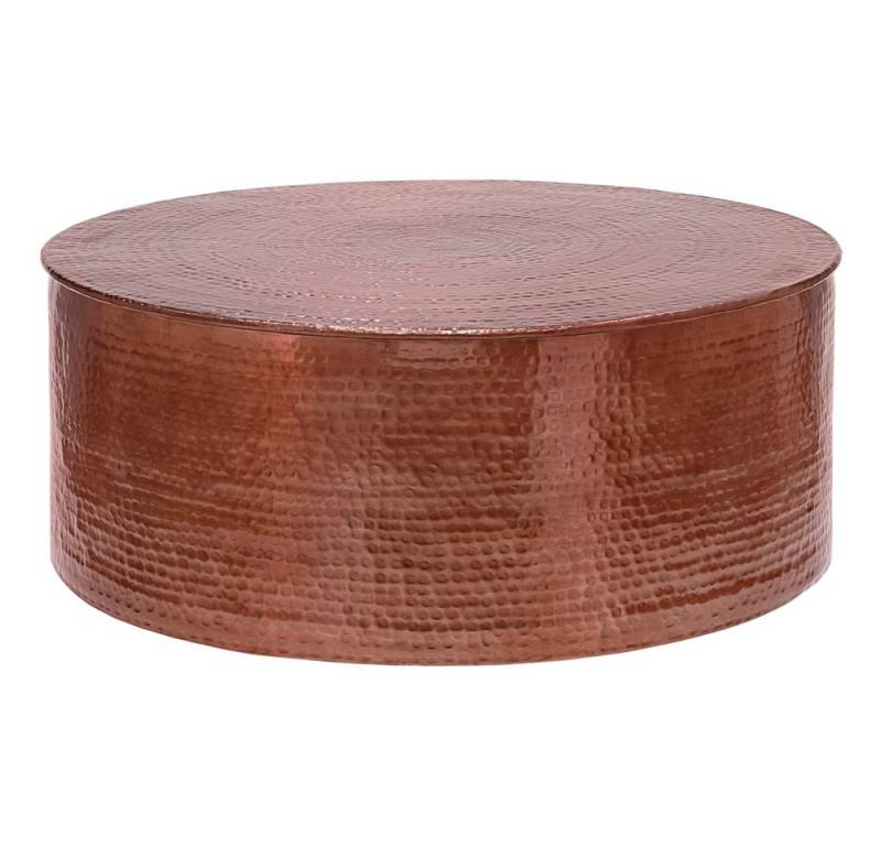 WOMO-DESIGN Couchtisch Beistelltisch in Hammerschlag Optik für Wohnzimmer, Kupfer Ø90x37cm Unikat Hammerschlag-Optik Handgefertigt Rund Aluminium von WOMO-DESIGN