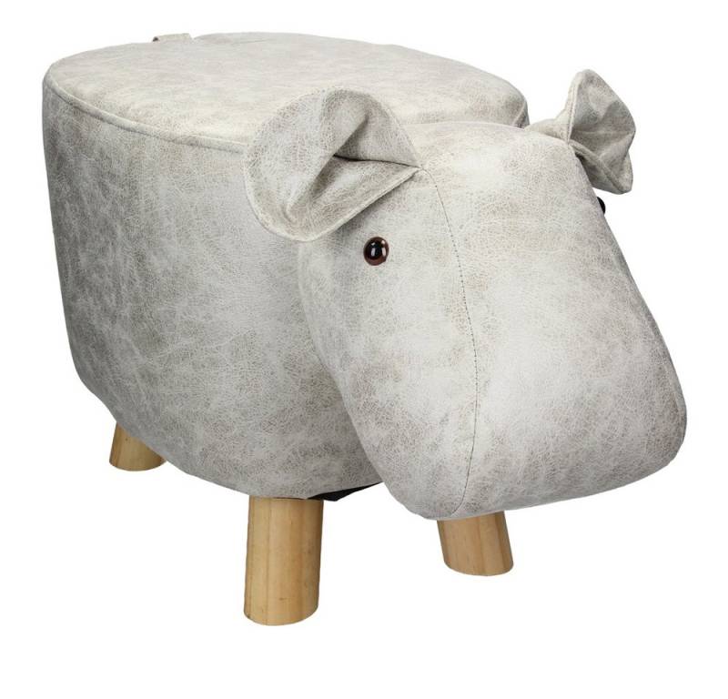 WOMO-DESIGN Hocker Tierhocker für Kinder Polsterhocker Tier-Design, Dekohocker Weiß-Grau 65x31x37cm mit Massivholzbeine Kinderhocker von WOMO-DESIGN