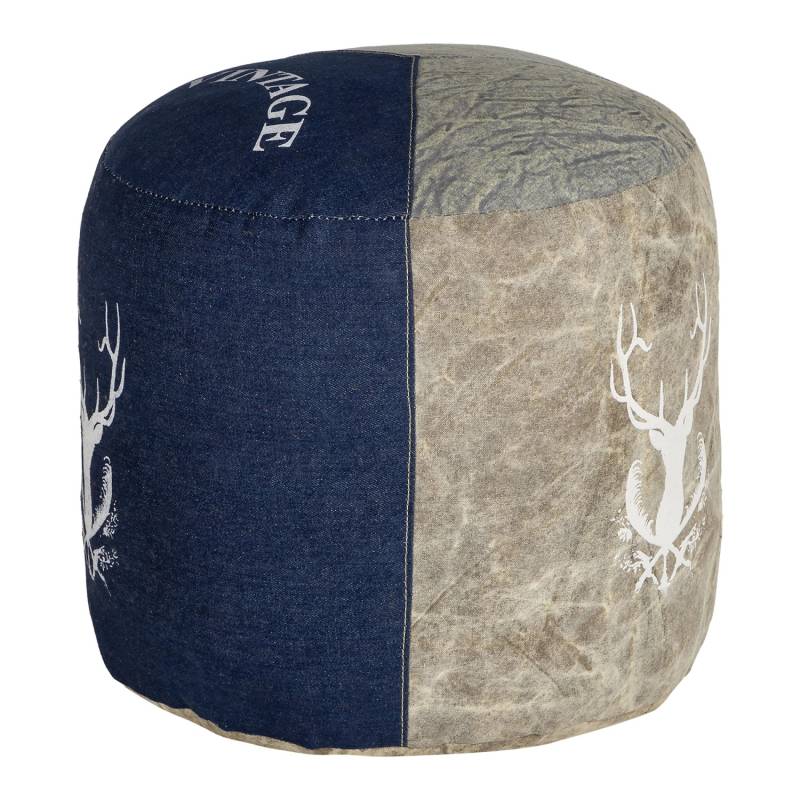 WOMO-DESIGN Sitzpouf Jacksonville 35x43cm Natur/Blau Handgefertigt aus Segeltuch von WOMO-DESIGN