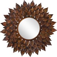 Womo-design - Dekorative Wandspiegel Sonnenblume Rio de Janeiro Ø73cm Unikat aus Glas/Metallrahmen Braun, Runder Spiegel, Moderner Dekospiegel, von WOMO-DESIGN