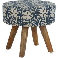 Womo-design - Sitzhocker gepolstert, 38x36 cm, Blau/Beige, aus Stoffbezug mit Holzbeine, Polsterhocker Fußhocker Holzhocker Sitzfläche Sitzfläche von WOMO-DESIGN