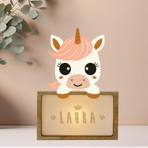 WONDEE Personalisierte Geschenke Baby, Nachtlicht Baby Einhorn, Geschenke zur Geburt, Taufgeschenke für Mädchen und Jungen Personalisierte - Nachttischlampe kinder, baby geschenk personalisiert von WONDEE