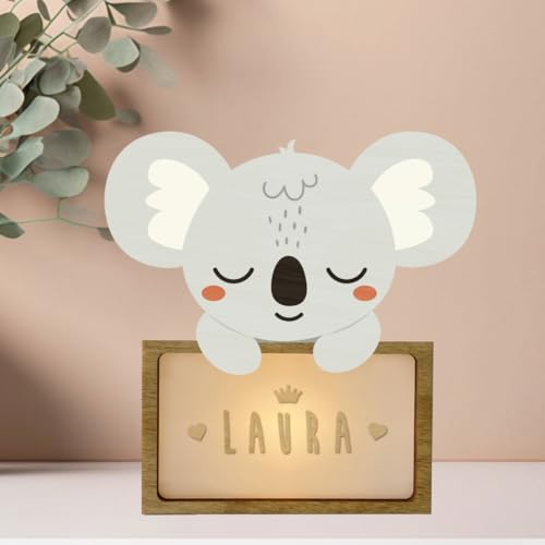 WONDEE Personalisierte Geschenke Baby, Nachtlicht Baby Koala, Geschenke zur Geburt, Taufgeschenke für Mädchen und Jungen Personalisierte - Nachttischlampe kinder, baby geschenk personalisiert von WONDEE