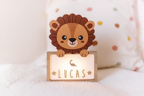 WONDEE Personalisierte Geschenke Baby, Nachtlicht Baby Löwe, Geschenke zur Geburt, Taufgeschenke für Mädchen und Jungen Personalisierte - Nachttischlampe kinder, baby geschenk personalisiert von WONDEE