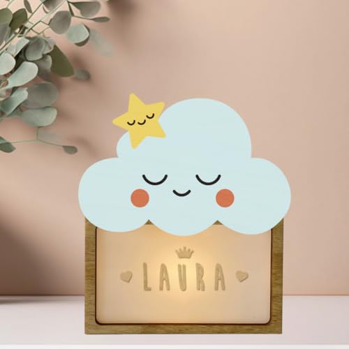 WONDEE Personalisierte Geschenke Baby, Nachtlicht Baby Wolke, Geschenke zur Geburt, Taufgeschenke für Mädchen und Jungen Personalisierte - Nachttischlampe kinder, baby geschenk personalisiert von WONDEE