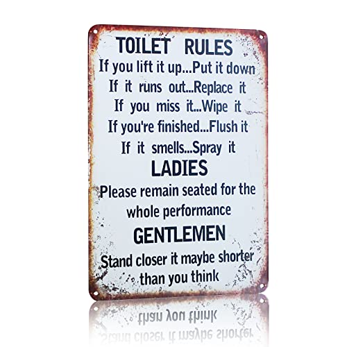 metal tin sign Toilet-Regeln Warnschild für Bar, Café, Garage, Wanddekoration, Retro, Vintage, 20 x 30 cm von WONDERCAVE