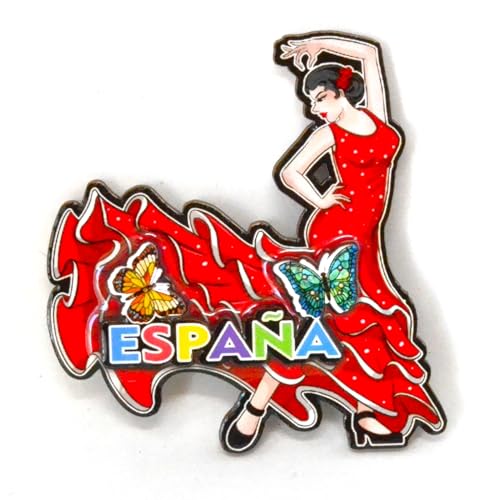 Magnet aus Holz, Spanien, Flamingo, 8 cm, rotes Design mit Schmetterlingen, dekoratives Souvenir Magnet aus Holz, Spanien, Flamingo, 8 cm, rotes Design mit Schmetterlingen, dekoratives Souvenir von WONDERFUL