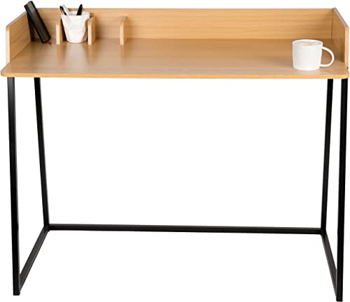 WONDERMAKE® Design Schreibtisch aus Holz und Metall, Bürotisch PC-Tisch Computertisch Arbeitstisch für Home Office, 110x55x87 cm, Eiche hell braun schwarz von WONDERMAKE