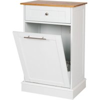 Wäscheschrank hoch oder Mülleimer-Schrank aus Holz / Bambus, Wäschesammler Hochschrank für Badezimmer oder Küche ausklappbar mit Schublade, 51 x 37 x von WONDERMAKE