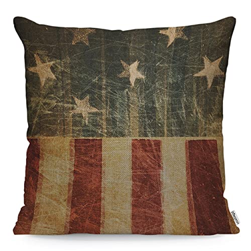 WONDERTIFY Vintage Amerikanische Flagge Kissenbezug USA Flagge Kissenbezüge für Männer Frauen Kissenbezug Wohnzimmer Bauernhaus 45 x 45 cm von WONDERTIFY