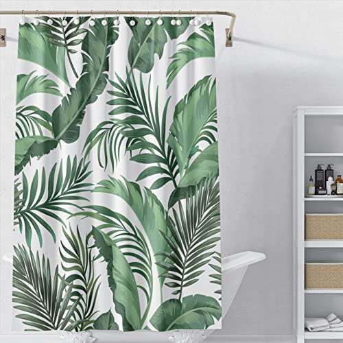 WONGS BEDDING Duschvorhang 180x180 Anti-Schimmel Shower Curtains grüne Blätter Pflanzen Wasserabweisend Badewanne Vorhang aus Polyester Waschbar Badvorhang mit 12 Duschvorhängeringen von WONGS BEDDING