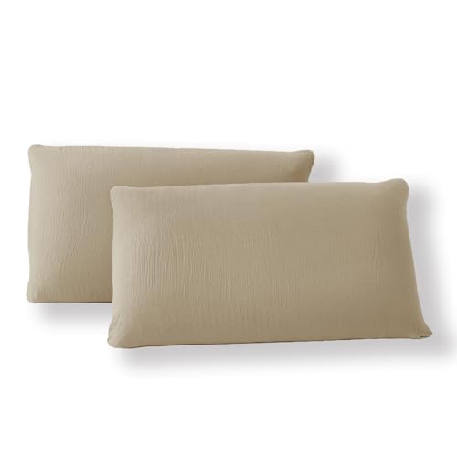 WONGS BEDDING Kissenbezug 40 x 80 2er Set - 100% Baumwolle Beige, Musselin Double Gauze Kissenbezug - Oeko-TEX zert Atmungsaktive Superweiche Kissenbezüge WONGS BEDDING Kissenbezug 40 x 80 2er Set - 100% Baumwolle Beige, Musselin Double Gauze Kissenbezug - Oeko-TEX zert Atmungsaktive Superweiche Kissenbezüge von WONGS BEDDING