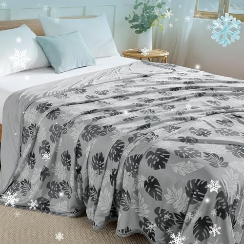 WONGS BEDDING Kühldecke 150x200 cm, 2 in 1 Doppelseitig Leichte Sommerdecke, Kühldecke für Menschen Arc-Chill Q-Max Cooling Blanket zum Reisen Sofa Büro Betten Hause Grau von WONGS BEDDING
