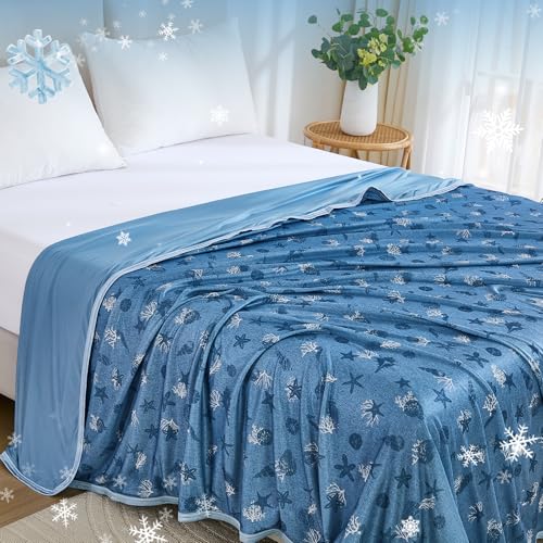 WONGS BEDDING Kühldecke Sommerdecke - mit Japanische Arc-Chill Q-Max 0,43 Kühlfasern, 2 in 1 Selbstkühlende kühlende Decke für Menschen zum Reisen Sofa Büro Betten Hause, Blau 200x220 cm von WONGS BEDDING