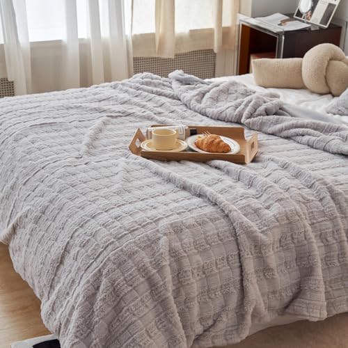 WONGS BEDDING Kuscheldecke Flauschig 150x200 cm, Winter Decke Felloptik Sofaüberwurf Fleecedecke, Doppelgesicht Extra Warme Weiche Wohndecke als Sofadecke Tagesdecke Bettbezug, Lila von WONGS BEDDING