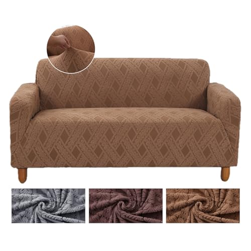 WONGS BEDDING Sofa Überzug,Sofabezug 2 Sitzer mit armlehnen,Stretch Sofabezug rutschfest Jacquard Couch überzug Durable sofaüberwürfe,Sofaüberwurf Wohnzimmer,Sofa Überzug für den Winter,Kamel von WONGS BEDDING