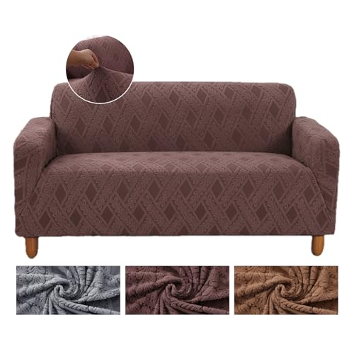 WONGS BEDDING Sofa Überzug 3 Sitzer,Sofabezug mit armlehnen,Stretch Sofabezug rutschfest Jacquard Couch überzug Durable sofaüberwürfe,Sofaüberwurf Wohnzimmer Ultra Weicher Sofaschoner,Braun von WONGS BEDDING