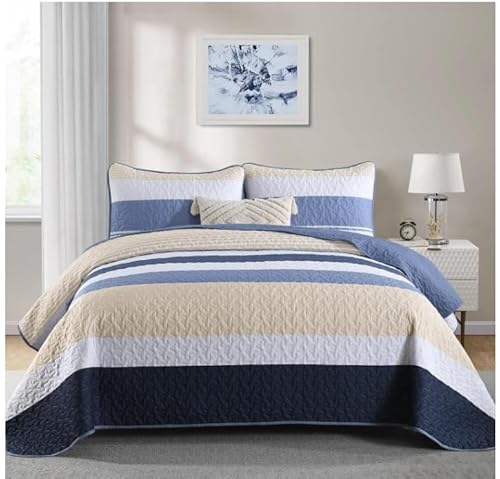 WONGS BEDDING Tagesdecke 220x240 Blau Bettüberwurf Schlieren Decke Steppdecke 3 teilig Doppelbett Gesteppt Bettdecke Mikrofaser Wohndecke mit 2 Kissenbezug 50x75 für Schlafzimmer Sofaüberwurf WONGS BEDDING Tagesdecke 220x240 Blau Bettüberwurf Schlieren Decke Steppdecke 3 teilig Doppelbett Gesteppt Bettdecke Mikrofaser Wohndecke mit 2 Kissenbezug 50x75 für Schlafzimmer Sofaüberwurf von WONGS BEDDING