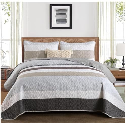 WONGS BEDDING Tagesdecke 220x240 Grau Braun Bettüberwurf Schlieren Decke Steppdecke 3 teilig Doppelbett Gesteppt Bettdecke Mikrofaser Wohndecke mit 2 Kissenbezug 50x75 für Schlafzimmer Sofaüberwurf WONGS BEDDING Tagesdecke 220x240 Grau Braun Bettüberwurf Schlieren Decke Steppdecke 3 teilig Doppelbett Gesteppt Bettdecke Mikrofaser Wohndecke mit 2 Kissenbezug 50x75 für Schlafzimmer Sofaüberwurf von WONGS BEDDING