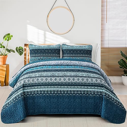 WONGS BEDDING Tagesdecke 240x260 Bettüberwurf Boho Decke Steppdecke 3 Teilig Doppelbett Gesteppt Bettdecke Mikrofaser Wohndecke mit 2 Kissenbezug 50x75 für Schlafzimmer als Sofaüberwurf (Dunkelblau) WONGS BEDDING Tagesdecke 240x260 Bettüberwurf Boho Decke Steppdecke 3 Teilig Doppelbett Gesteppt Bettdecke Mikrofaser Wohndecke mit 2 Kissenbezug 50x75 für Schlafzimmer als Sofaüberwurf (Dunkelblau) von WONGS BEDDING