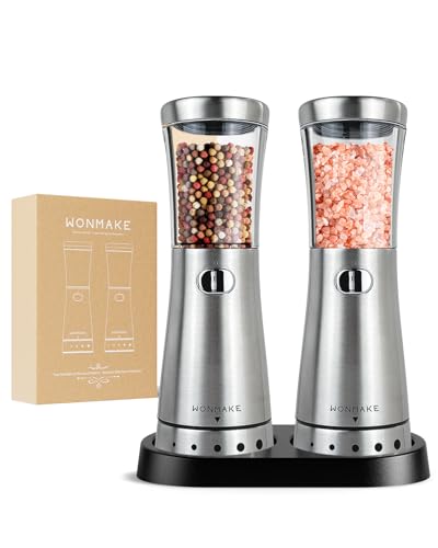WONMAKE Salz und Pfeffermühlen Elektrische 2er Set mit USB Wiederaufladbarer,Verbesserte 4.5oz große Kapazität Gewürzmühle elektrisch,Einstellbare Grobheit mit LED-Licht, Ideal für die Küche WONMAKE Salz und Pfeffermühlen Elektrische 2er Set mit USB Wiederaufladbarer,Verbesserte 4.5oz große Kapazität Gewürzmühle elektrisch,Einstellbare Grobheit mit LED-Licht, Ideal für die Küche von WONMAKE
