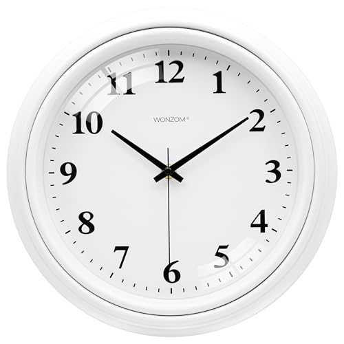 WONZOM Modern Wanduhr, Groß Ohne Tickgeräusche Leise Weiß Wanduhr für Wohnzimmer Küche Heimbüro Schlafzimmer, 30cm WONZOM Modern Wanduhr, Groß Ohne Tickgeräusche Leise Weiß Wanduhr für Wohnzimmer Küche Heimbüro Schlafzimmer, 30cm von WONZOM