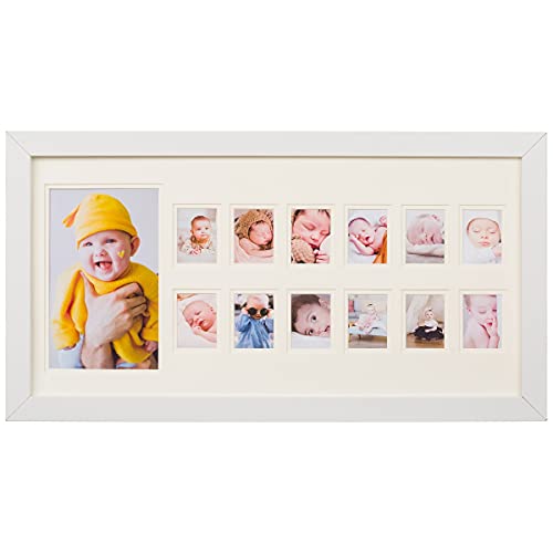 WOOD SIDE ORBIS My First Year Bilderrahmen für Erinnerungsfotos mit doppelter Matte, Ständer und Aufhänger, Geschenk für Mutter oder Eltern, Weiß WOOD SIDE ORBIS My First Year Bilderrahmen für Erinnerungsfotos mit doppelter Matte, Ständer und Aufhänger, Geschenk für Mutter oder Eltern, Weiß von WOOD SIDE ORBIS