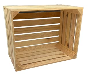 WOOD 1 Stück Holzkiste Groß | Kiste Natur Groß 50x40x30cm | Apfelkiste Obstkiste Weinkiste Bücherregalkiste Aufbewahrungsbox Holzbox | Kiste Holz für Innendekoration | Möbelkisten & Deko von WOOD