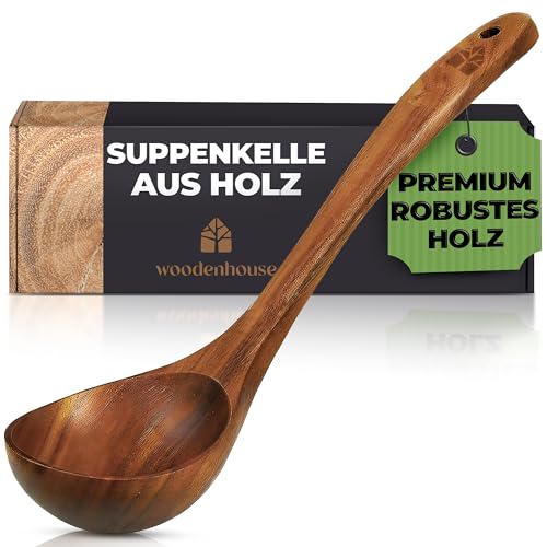 Holz Suppenkelle mit langem Griff (31,5 cm), Kochlöffel Suppenlöffel Schöpfkelle Schopflöffel Saucenlöffel – Küchenzubehör Küchengeschirr Küchenutensilien - hochwertig & nachhaltig von WOODENHOUSE LIFELONG QUALITY