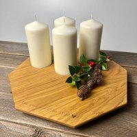 Kerzenbrett Aus Holz | Adventskranz Adventsbrett Kerzenhalter Kerzenboard Eichenholz Weihnachtsdeko von WOODENSISTERSShop