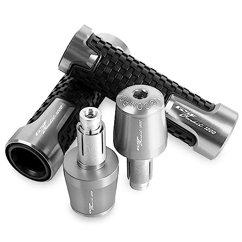 WOODEY Griffe Motorrad Griff Bar Gewicht Lenker Enden Abdeckung Kappe Anti-Skid Stecker Handgriffe FÜR Suzuki GSF1200BANDIT GSF 1200 Bandit 1996-2000 1999 (Color : Silver) von WOODEY